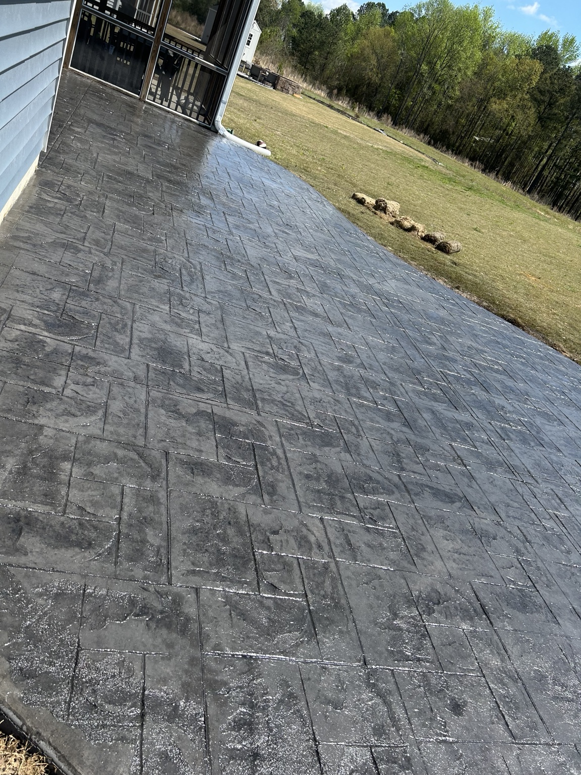 Decorative stamped concrete patio